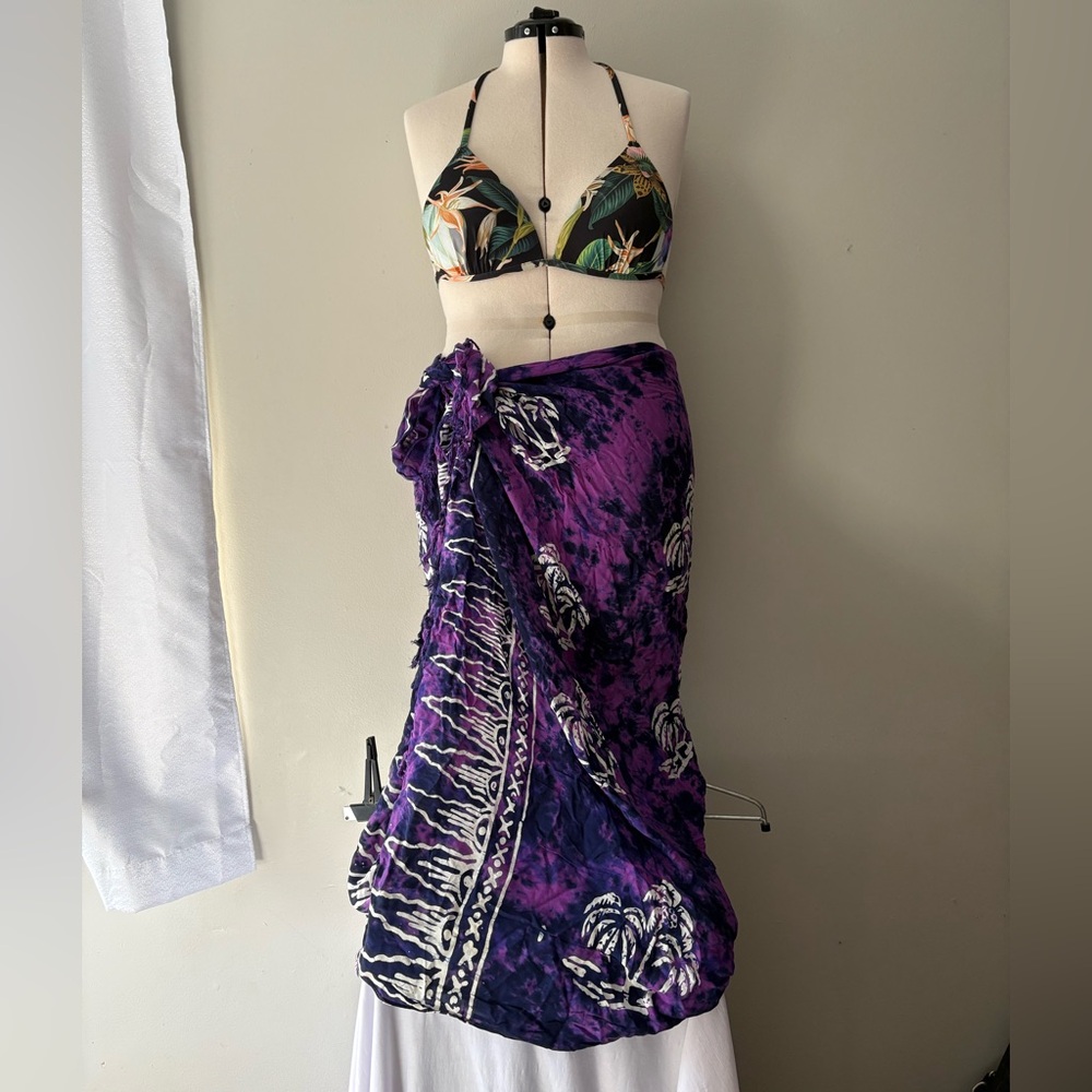 Purple Tie-Dye Sarong Cover-Up - Women Swim Versatile - Picture 1 of 5